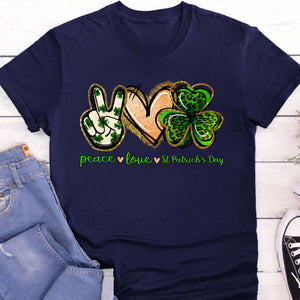 Peace Love St Pattys Day Tee, St Patrick's Day Shirt, St. Patrick's Day Sweater, Irish Shirt Dark 681871