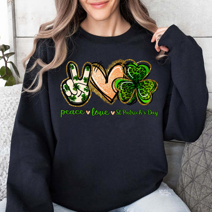 Peace Love St Paddy's Day Tee, St Patrick's Day Shirt, St. Patrick's Day Sweater, Irish Shirt Dark 681871