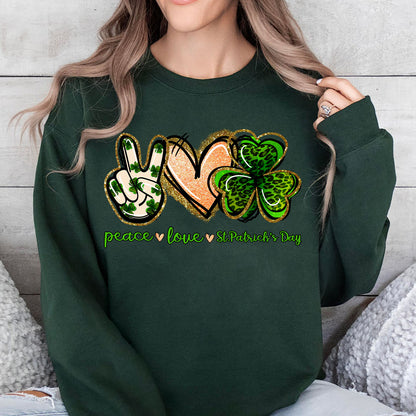 Peace Love St Paddy's Day Tee, St Patrick's Day Shirt, St. Patrick's Day Sweater, Irish Shirt Dark 681871