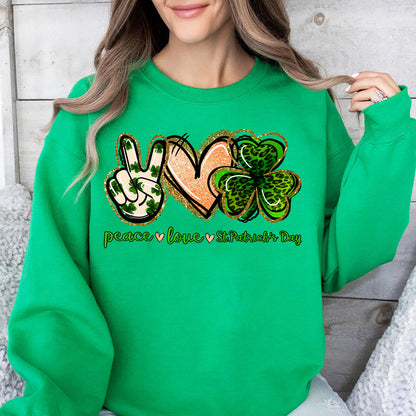Peace Love St Paddy's Day Tee, St Patrick's Day Shirt, St. Patrick's Day Sweater, Irish Shirt Dark 681871