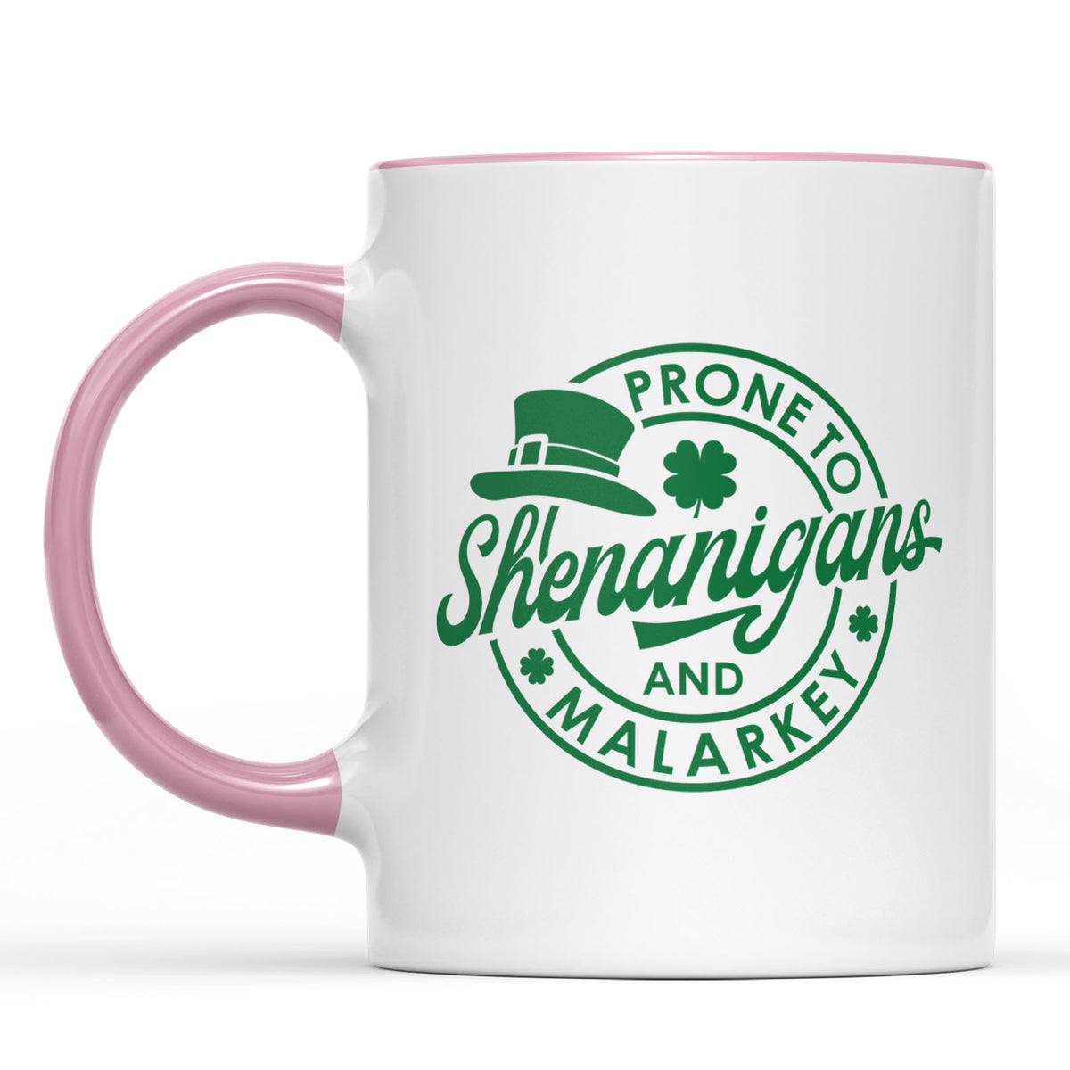 Prone To Shenanigans and Malarkey, St. Patrick's Day Accent Mug White Mug, Irish Coffee Mug 681873