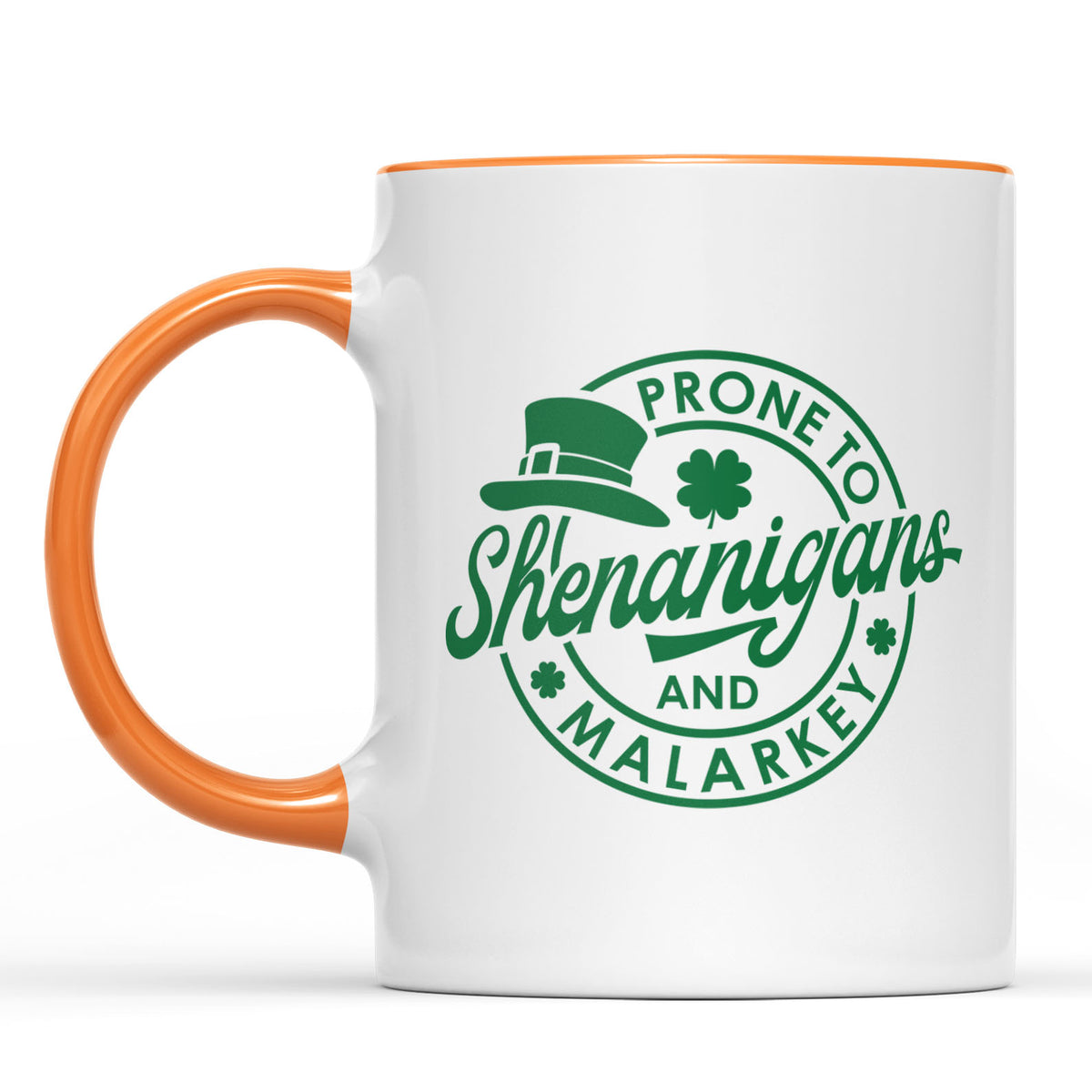 Prone To Shenanigans and Malarkey, St. Patrick's Day Accent Mug White Mug, Irish Coffee Mug 681873