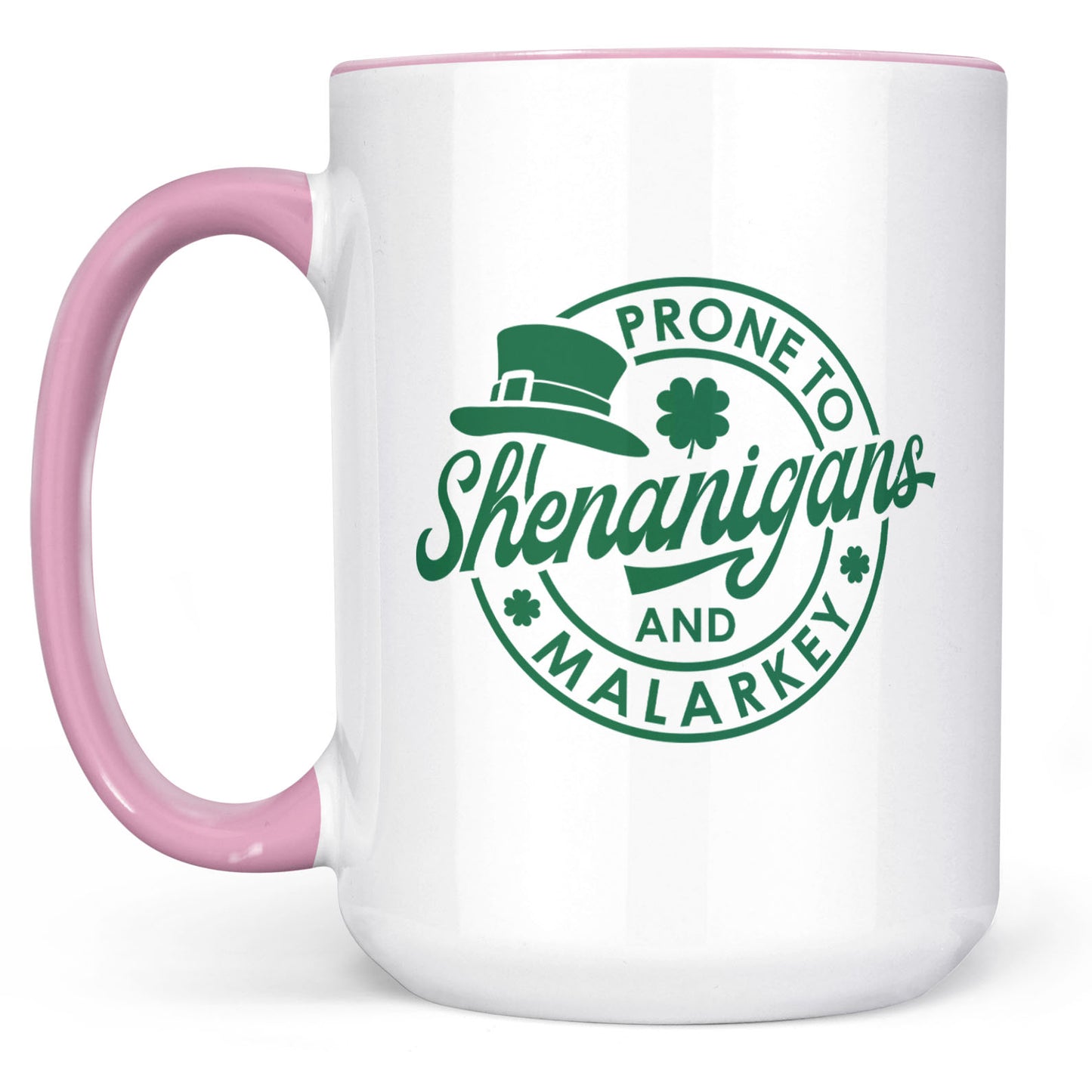 Prone To Shenanigans and Malarkey, St. Patrick's Day Accent Mug White Mug, Irish Coffee Mug 681873