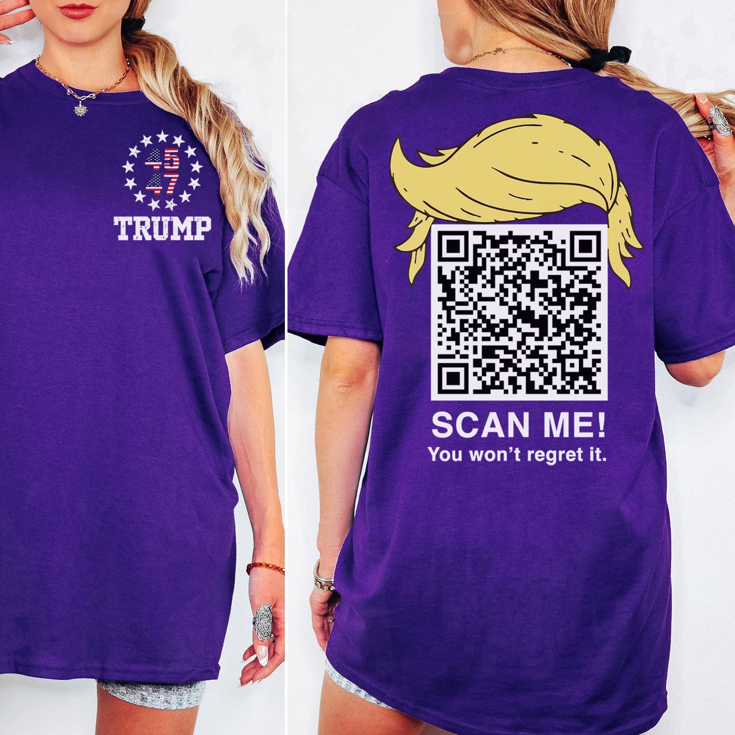 Dancing Trump QR Code Shirts | Funny Trump Tshirts | Unique Political Shirts | Trump Front & Back Shirt Dark 681886 - GOP