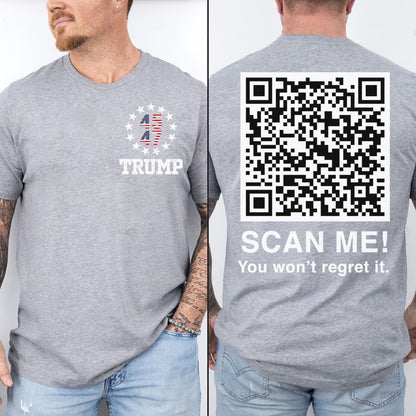 Dancing Trump QR Code Shirts | Funny Trump Tshirts | Unique Political Shirts | Republican Political T-shirts | Trump Front & Back Shirt Dark 681878 - GOP