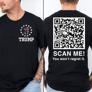 Dancing Trump QR Code Shirts | Funny Trump Tshirts | Unique Political Shirts | Republican Political T-shirts | Trump Front & Back Shirt Dark 681878 - GOP