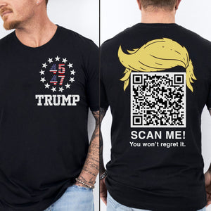 Dancing Trump QR Code Shirts | Funny Trump Tshirts | Unique Political Shirts | Republican Political T-shirts | Trump Front & Back Shirt Dark 681886 - GOP