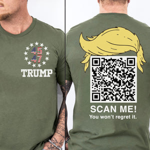 Dancing Trump QR Code Shirts | Funny Trump Tshirts | Unique Political Shirts | Republican Political T-shirts | Trump Front & Back Shirt Dark 681886 - GOP