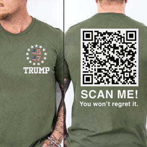 Dancing Trump QR Code Shirts | Funny Trump Tshirts | Unique Political Shirts | Republican Political T-shirts | Trump Front & Back Shirt Dark 681878 - GOP