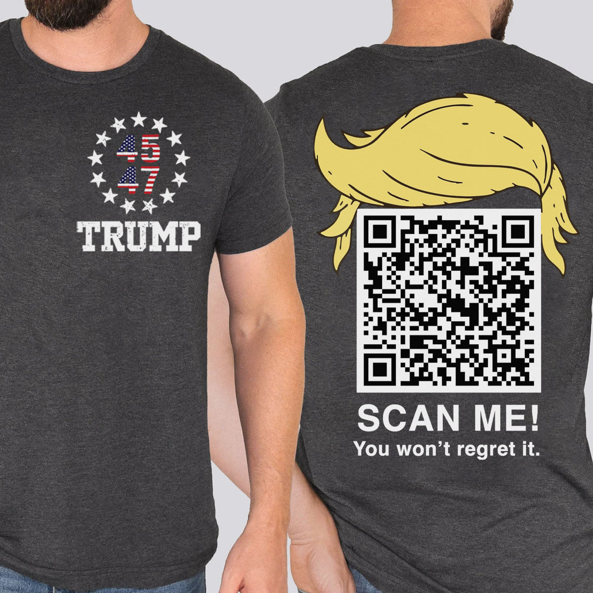 Dancing Trump QR Code Shirts | Funny Trump Tshirts | Unique Political Shirts | Republican Political T-shirts | Trump Front & Back Shirt Dark 681886 - GOP
