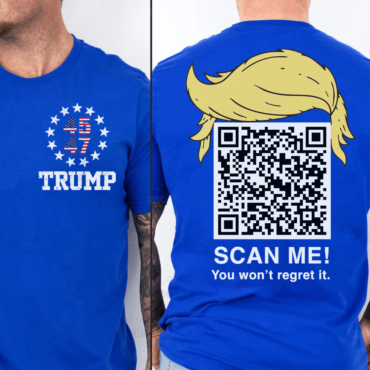 Dancing Trump QR Code Shirts | Funny Trump Tshirts | Unique Political Shirts | Republican Political T-shirts | Trump Front & Back Shirt Dark 681886 - GOP
