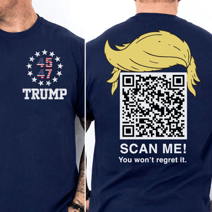 Dancing Trump QR Code Shirts | Funny Trump Tshirts | Unique Political Shirts | Trump Front & Back Shirt Dark 681886 - GOP