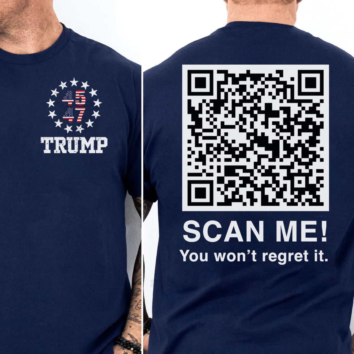 Dancing Trump QR Code Shirts | Funny Trump Tshirts | Unique Political Shirts | Republican Political T-shirts | Trump Front & Back Shirt Dark 681878 - GOP