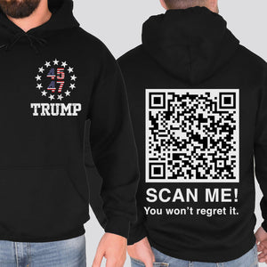 Dancing Trump QR Code Shirts | Funny Trump Tshirts | Unique Political Shirts | Republican Political T-shirts | Trump Front & Back Shirt Dark 681878 - GOP