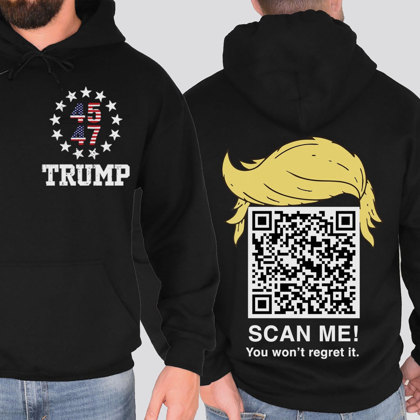 Dancing Trump QR Code Shirts | Funny Trump Tshirts | Unique Political Shirts | Trump Front & Back Shirt Dark 681886 - GOP