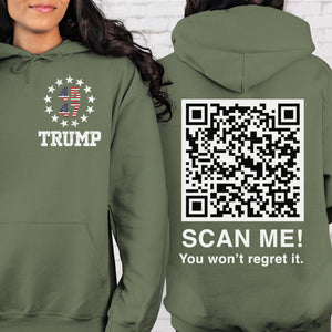 Dancing Trump QR Code Shirts | Funny Trump Tshirts | Unique Political Shirts | Republican Political T-shirts | Trump Front & Back Shirt Dark 681878 - GOP