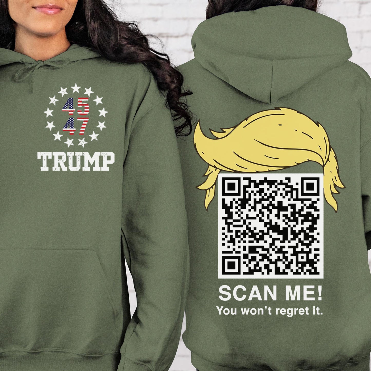 Dancing Trump QR Code Shirts | Funny Trump Tshirts | Unique Political Shirts | Trump Front & Back Shirt Dark 681886 - GOP