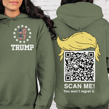 Dancing Trump QR Code Shirts | Funny Trump Tshirts | Unique Political Shirts | Trump Front & Back Shirt Dark 681886 - GOP