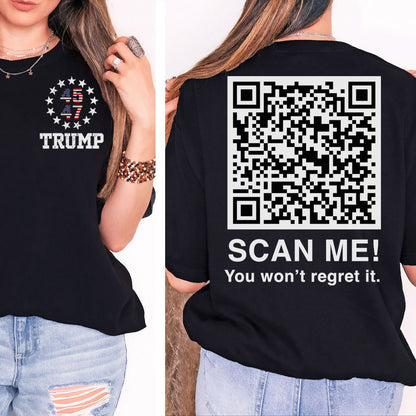 Dancing Trump QR Code Shirts | Funny Trump Tshirts | Unique Political Shirts | Republican Political T-shirts | Trump Front & Back Shirt Dark 681878 - GOP