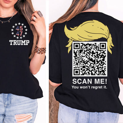 Dancing Trump QR Code Shirts | Funny Trump Tshirts | Unique Political Shirts | Trump Front & Back Shirt Dark 681886 - GOP