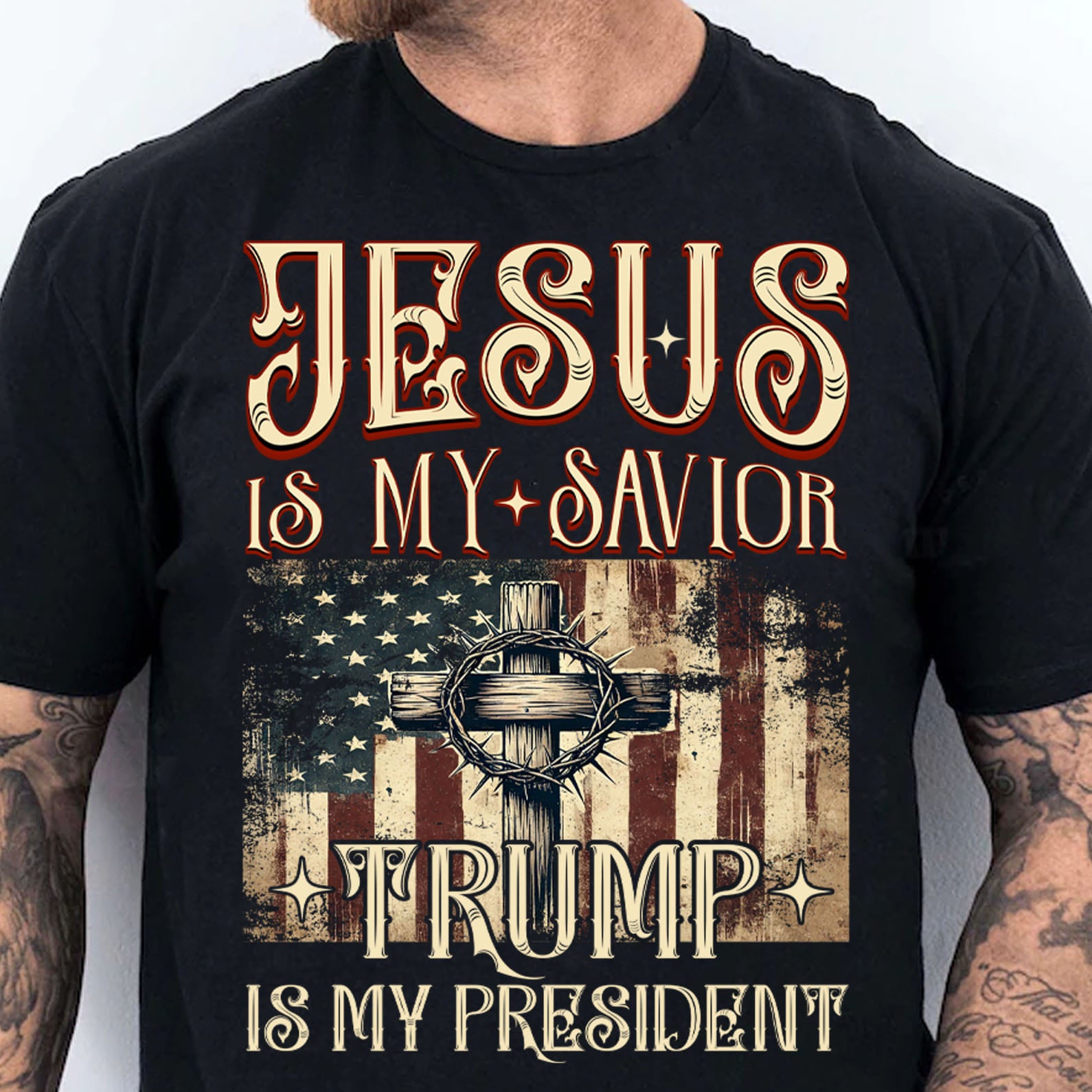 Jesus My Savior Trump is My President Shirt, President Trump 47th Tee, Political Shirt Dark 681880 - GOP