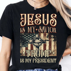 Jesus My Savior Trump is My President Shirt, President Trump 47th Tee, Political Shirt Dark 681880 - GOP