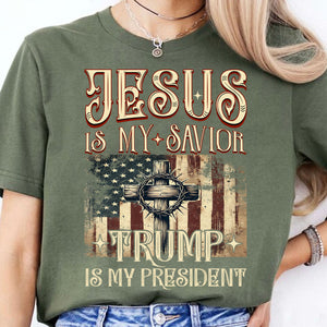 Jesus My Savior Trump is My President Shirt, President Trump 47th Tee, Political Shirt Dark 681880 - GOP