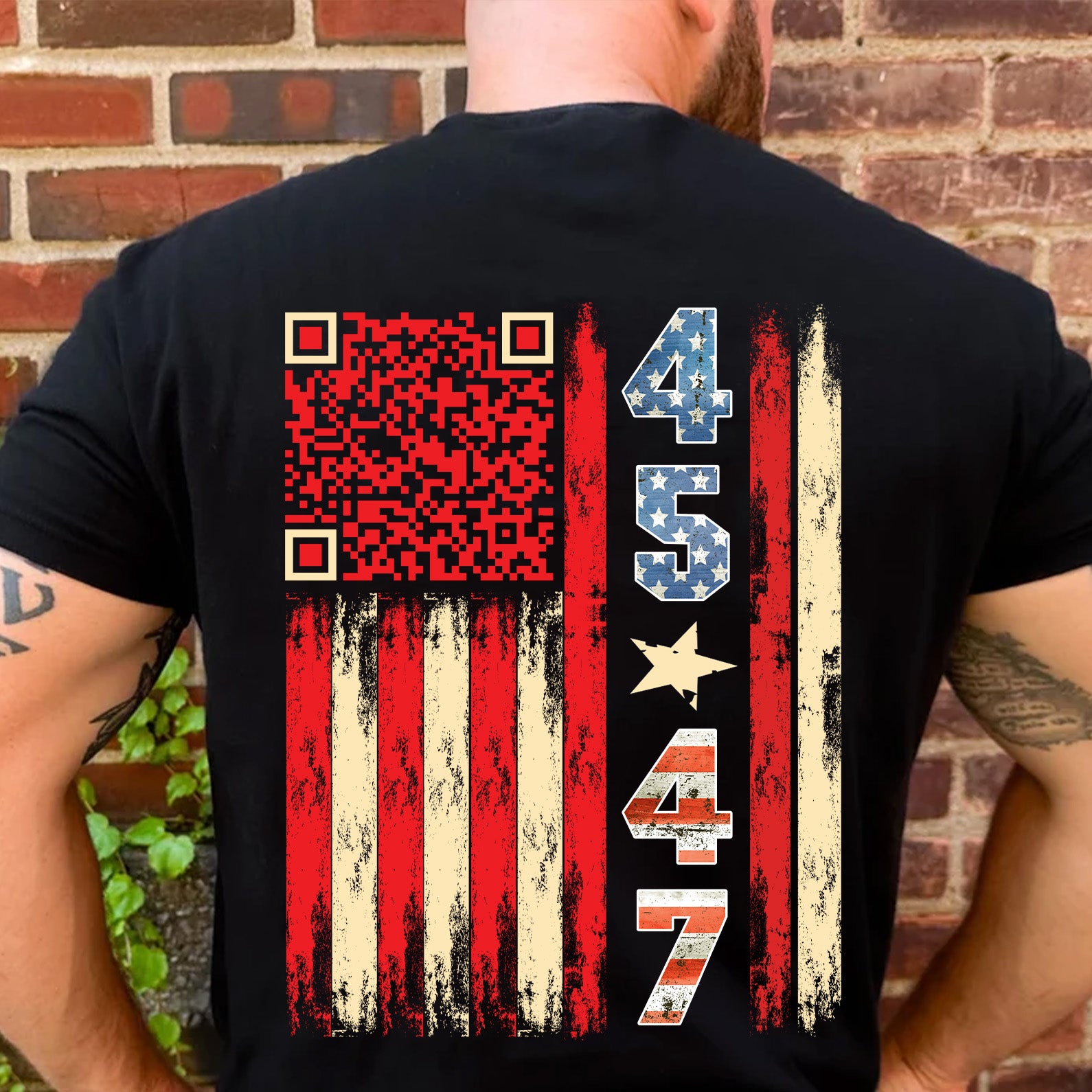 Funny QR Scan Me President Trump 45/47 Trump Dancing Code, Backside Shirt Dark 681883 - GOP