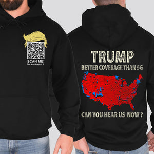 Trump Better Coverage Than Verizon Shirts | Trump QR Code Tshirts | Unique Political Shirts | Republican Political T-shirts | Trump Front & Back Shirt Dark 681885 - GOP