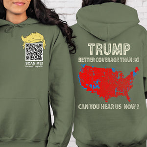 Trump Better Coverage Than Verizon Shirts | Trump QR Code Tshirts | Unique Political Shirts | Republican Political T-shirts | Trump Front & Back Shirt Dark 681885 - GOP