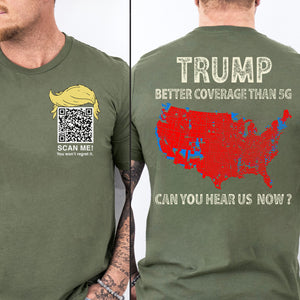 Trump Better Coverage Than Verizon Shirts | Trump QR Code Tshirts | Unique Political Shirts | Republican Political T-shirts | Trump Front & Back Shirt Dark 681885 - GOP