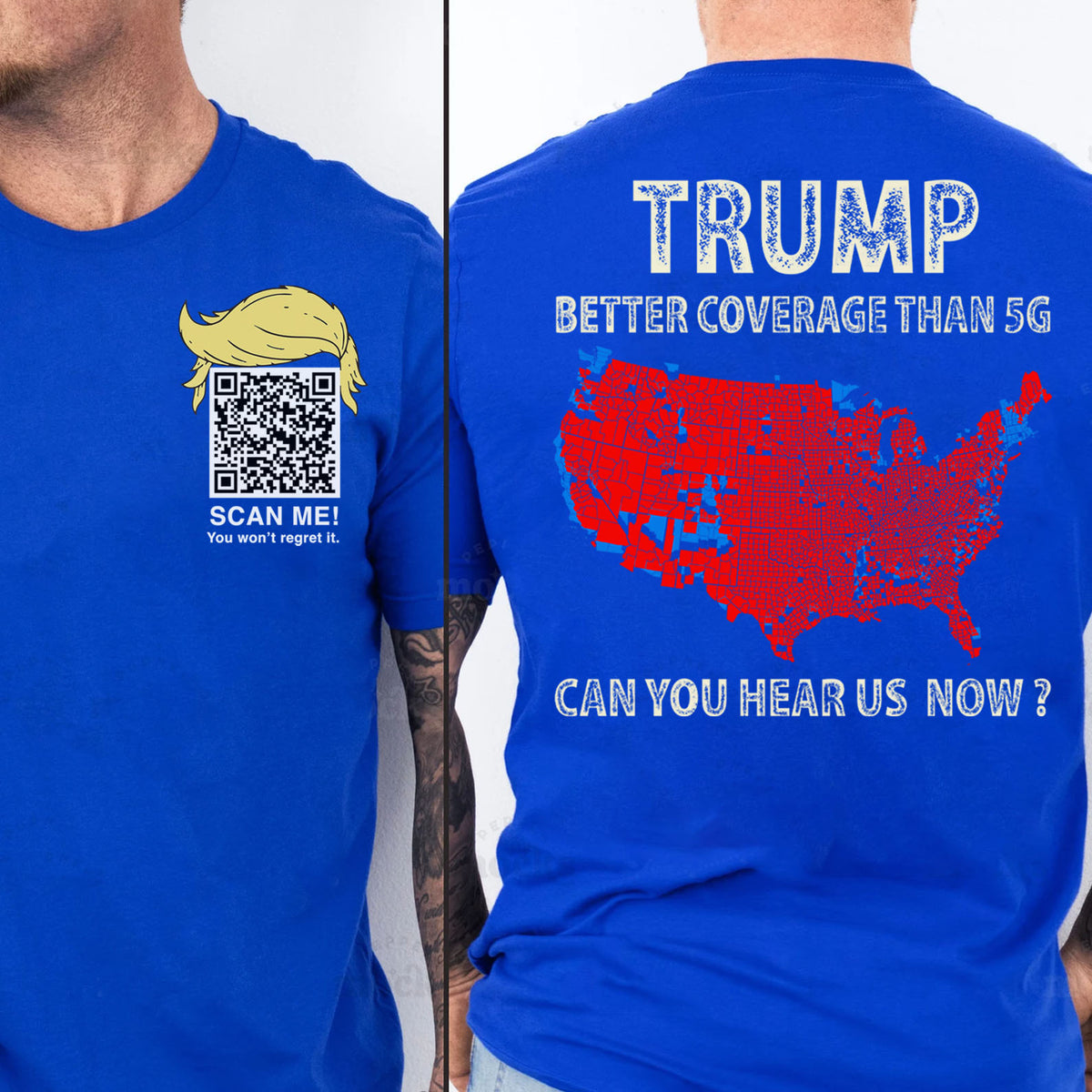 Trump Better Coverage Than Verizon Shirts | Trump QR Code Tshirts | Unique Political Shirts | Republican Political T-shirts | Trump Front & Back Shirt Dark 681885 - GOP