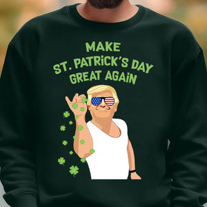 Make St Patricks Day Great Again Trump T-Shirt, Funny Trump St Patrick's Day Shirt, Trump Beer Drinking T-shirt, Irish Shirt 681894- GOP