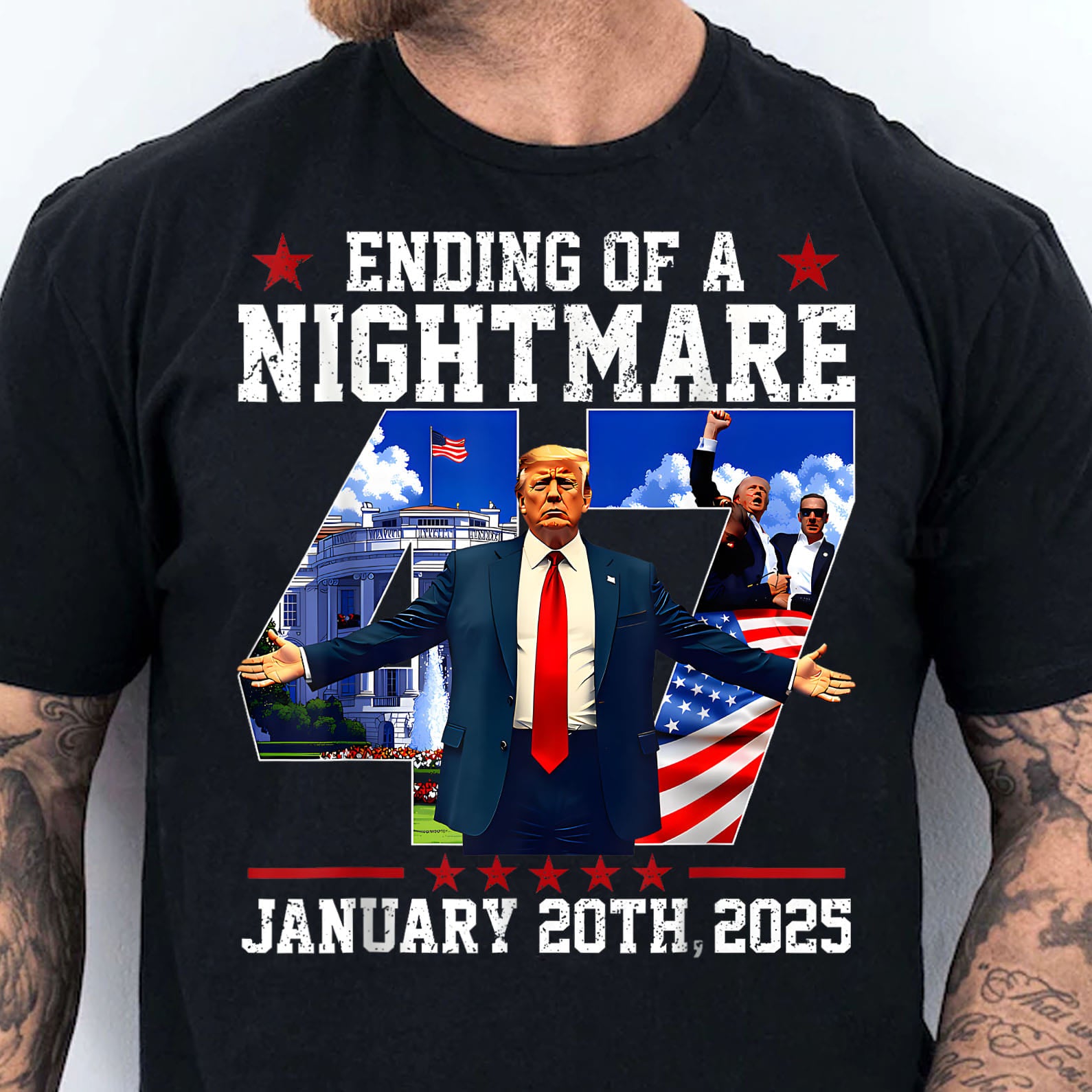 Ending of a Nightmare Shirt, Trump Won Inauguration Day 2025, Trump 47th President Shirt Dark 681935 - GOP