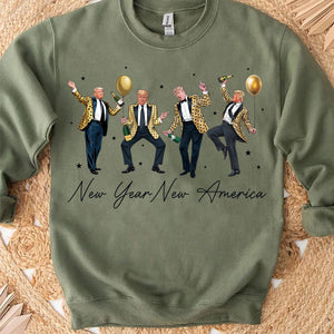 New Year New America Shirt | Humorous Dancing Trump Sweatshirt | Retro Trump New Years Party Shirt Bright 681936 - GOP