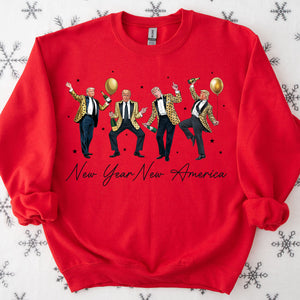 New Year New America Shirt | Humorous Dancing Trump Sweatshirt | Retro Trump New Years Party Shirt Bright 681936 - GOP