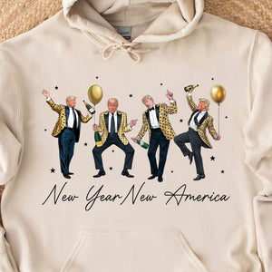 New Year New America Shirt | Humorous Dancing Trump Sweatshirt | Retro Trump New Years Party Shirt Bright 681936 - GOP