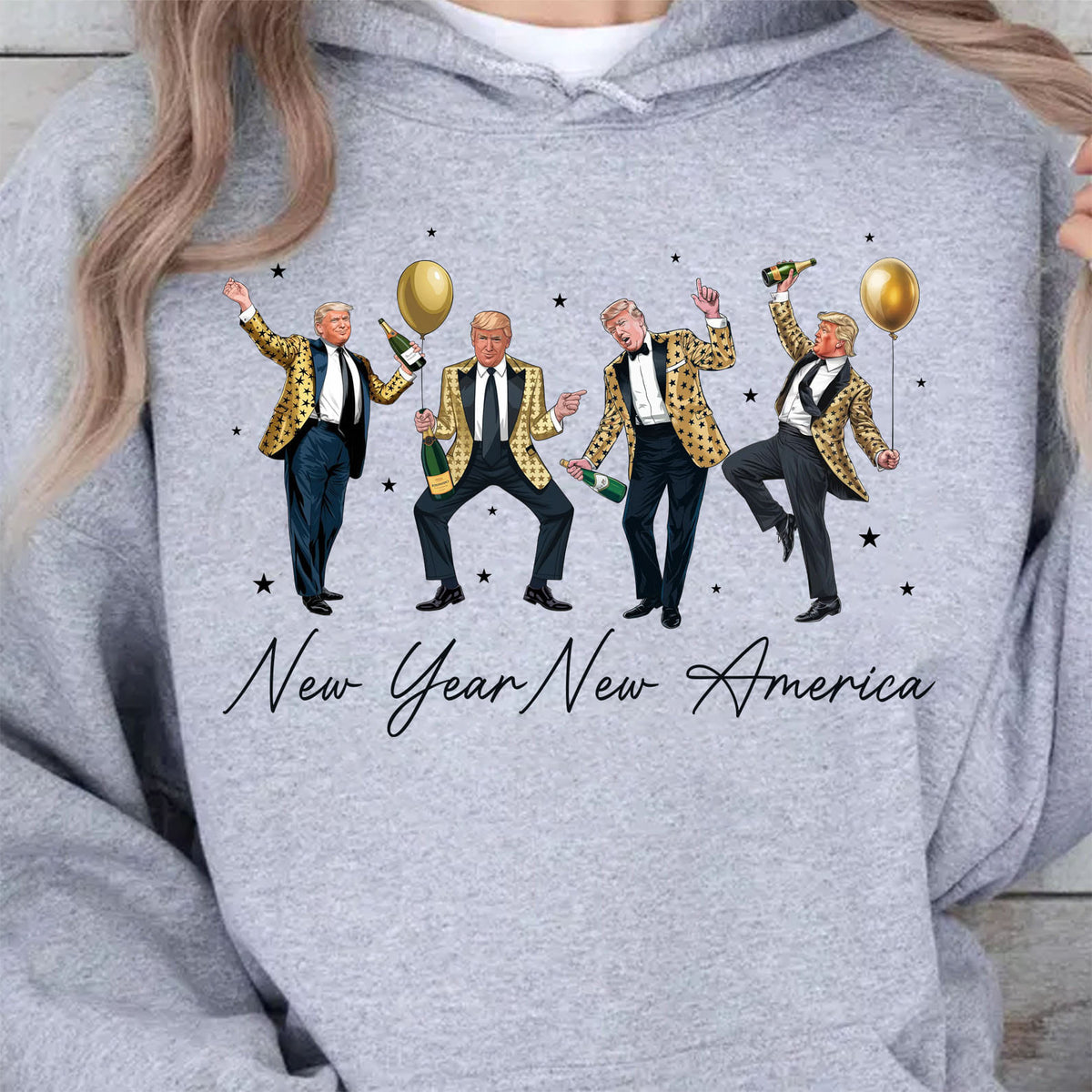New Year New America Shirt | Humorous Dancing Trump Sweatshirt | Retro Trump New Years Party Shirt Bright 681936 - GOP