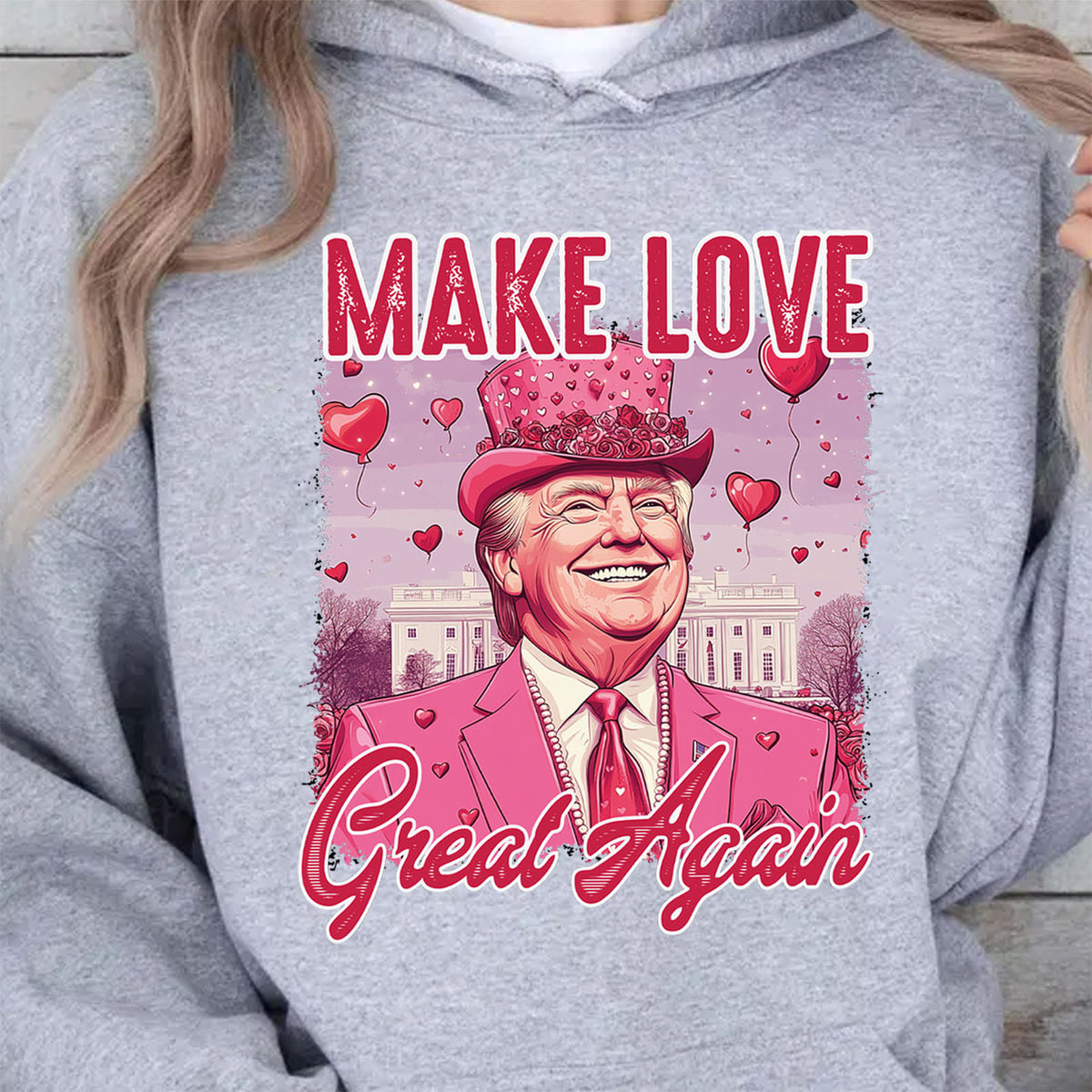 Make Love Great Again Shirt, Retro Valentines T-Shirt, Funny Trump Valentine's Day Sweatshirt Bright 681948 - GOP