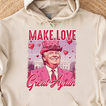 Make Love Great Again Shirt, Retro Valentines T-Shirt, Funny Trump Valentine's Day Sweatshirt Bright 681948 - GOP