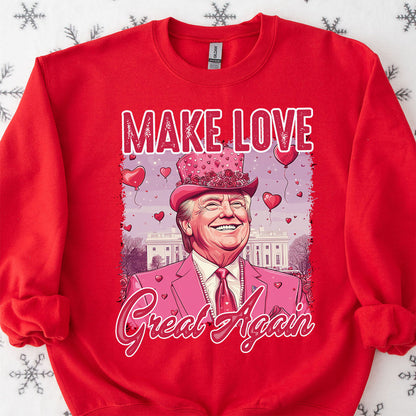 Make Love Great Again Shirt, Retro Valentines T-Shirt, Funny Trump Valentine's Day Sweatshirt Bright 681948 - GOP