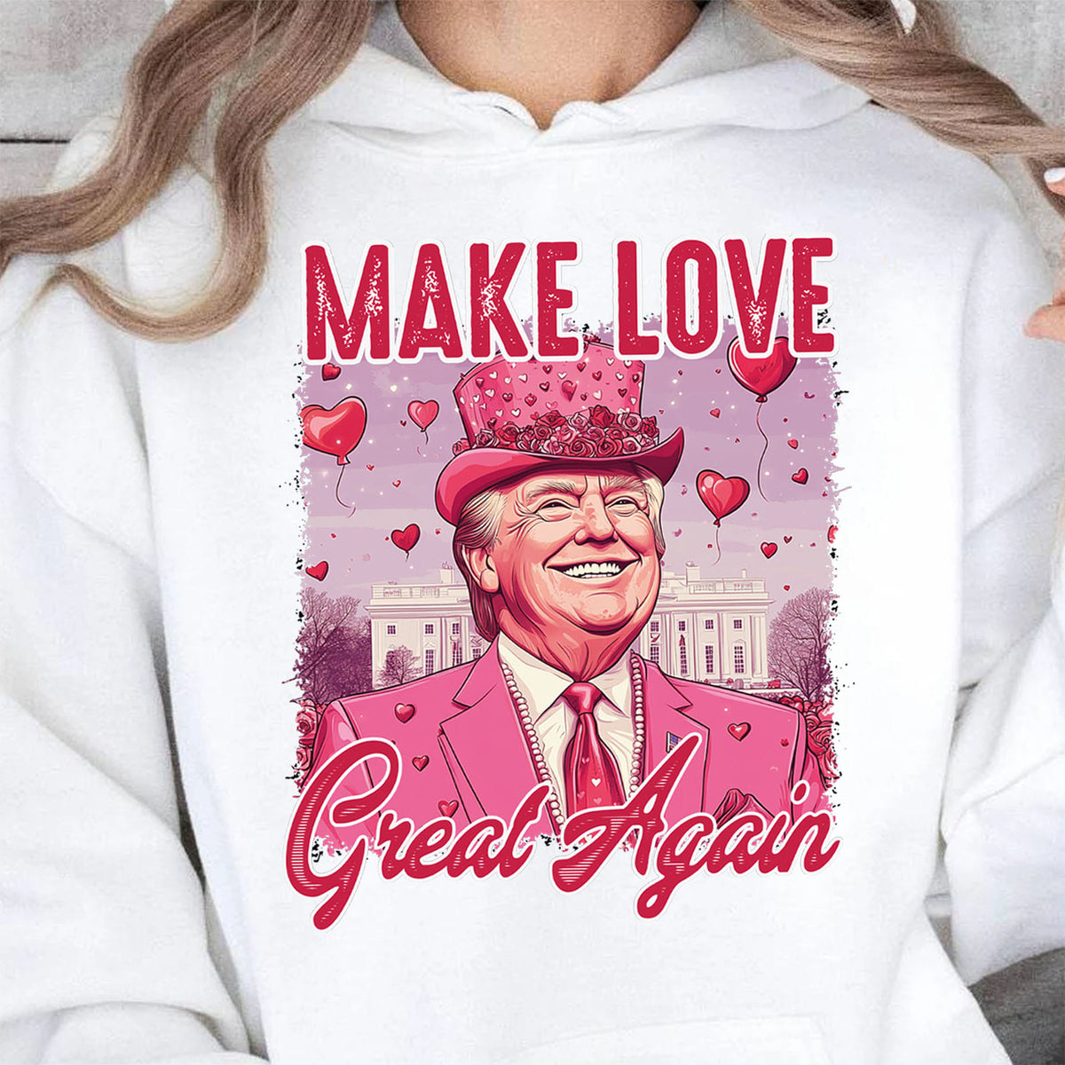 Make Love Great Again Shirt, Retro Valentines T-Shirt, Funny Trump Valentine's Day Sweatshirt Bright 681948 - GOP