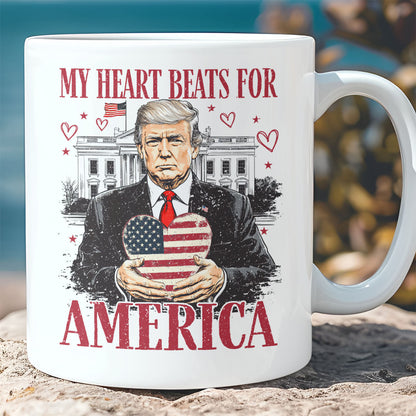 Trump My Heart Beats for America Mug, Valentine's Day Mug, Trump Lovers and Valentine Mug, Trump Lovers Gift, Donald Trump Valentine's Mug 681949 - GOP