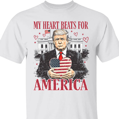 Trump My Heart Beats for America Shirt, Trump Lovers and Valentine T-Shirt, Trump Valentine's Day Sweatshirt Bright 681949 - GOP