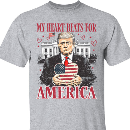 Trump My Heart Beats for America Shirt, Trump Lovers and Valentine T-Shirt, Trump Valentine's Day Sweatshirt Bright 681949 - GOP