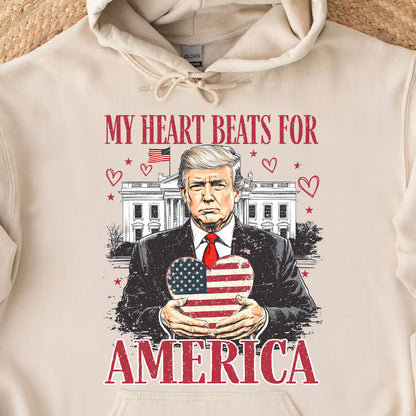 Trump My Heart Beats for America Shirt, Trump Lovers and Valentine T-Shirt, Trump Valentine's Day Sweatshirt Bright 681949 - GOP