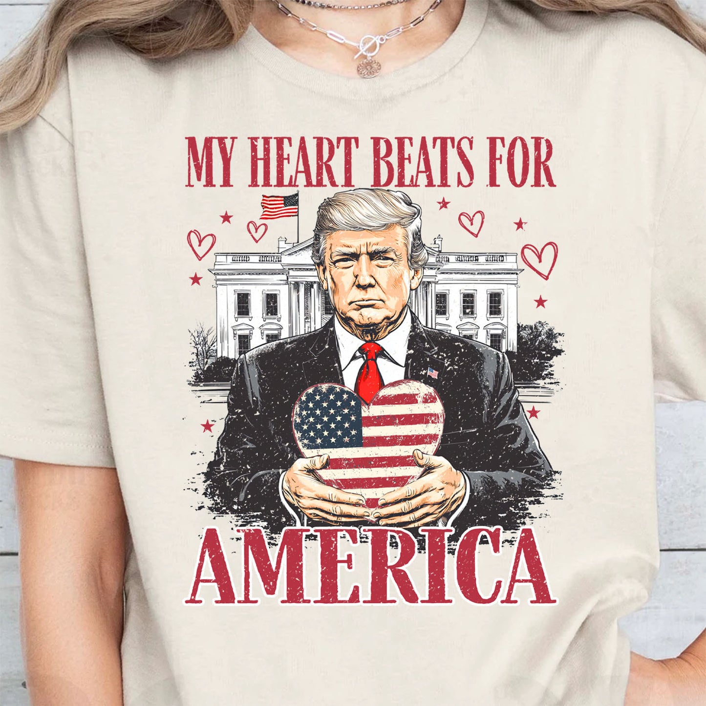 Trump My Heart Beats for America Shirt, Trump Lovers and Valentine T-Shirt, Trump Valentine's Day Sweatshirt Bright 681949 - GOP