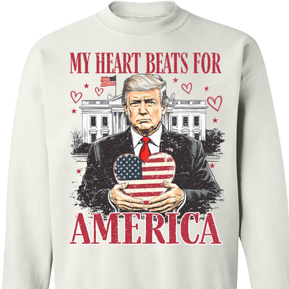 Trump My Heart Beats for America Shirt, Trump Lovers and Valentine T-Shirt, Trump Valentine's Day Sweatshirt Bright 681949 - GOP