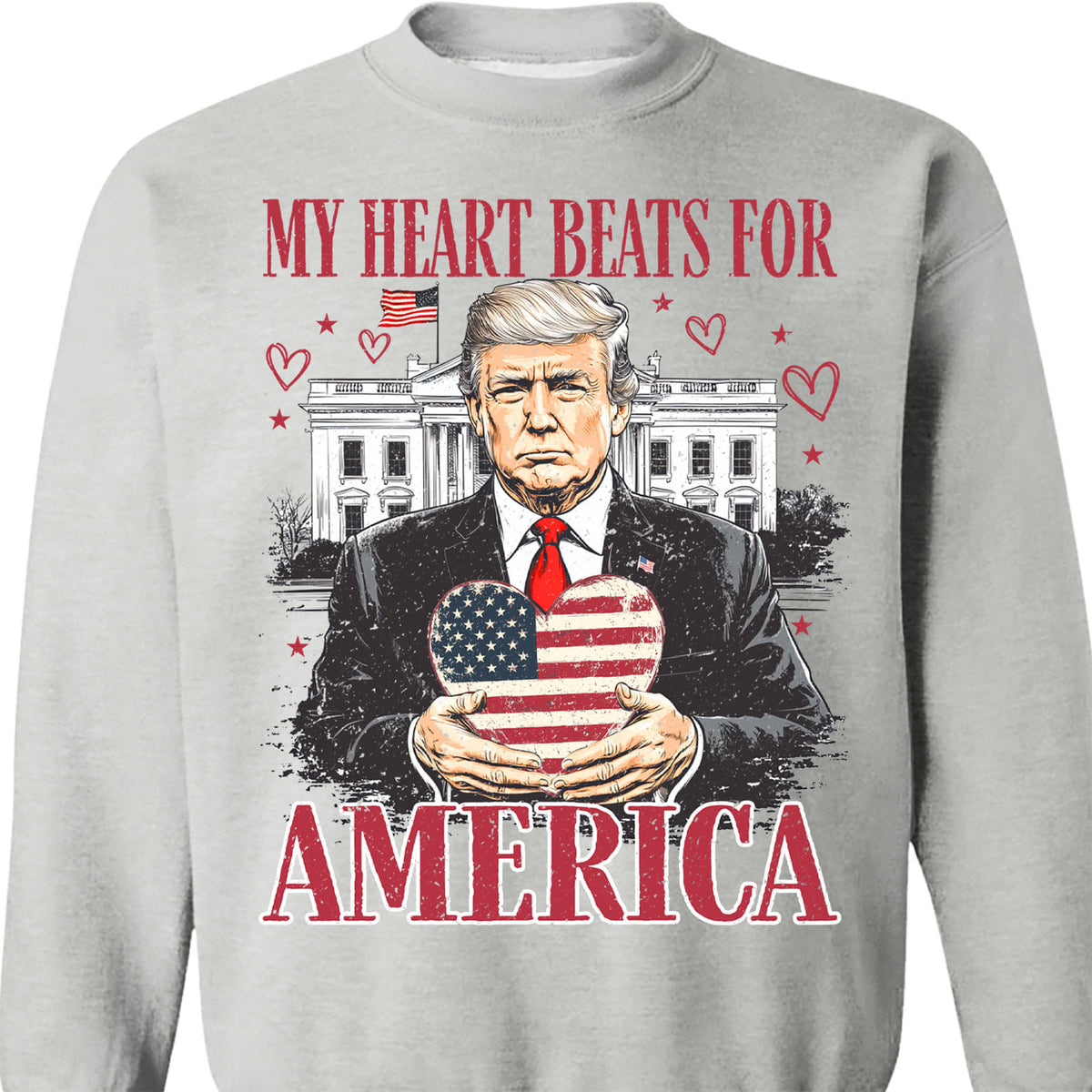 Trump My Heart Beats for America Shirt, Trump Lovers and Valentine T-Shirt, Trump Valentine's Day Sweatshirt Bright 681949 - GOP