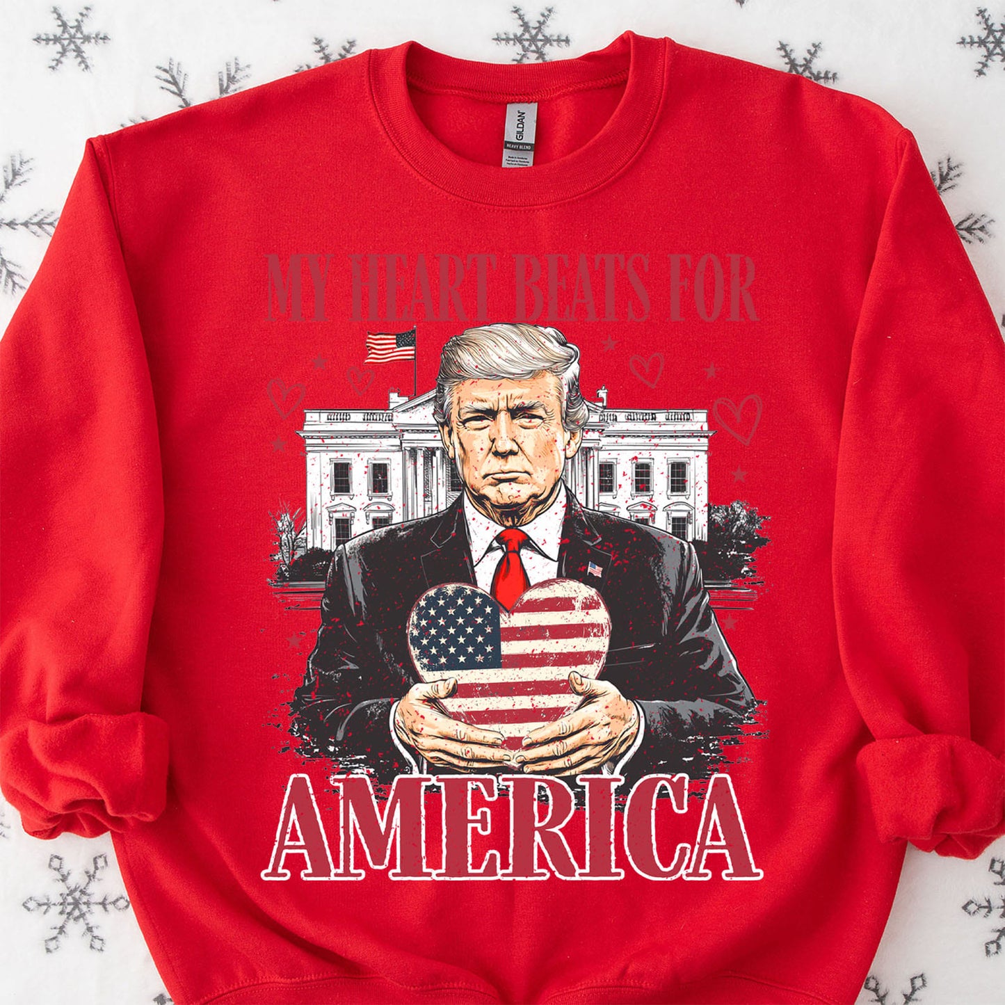 Trump My Heart Beats for America Shirt, Trump Lovers and Valentine T-Shirt, Trump Valentine's Day Sweatshirt Bright 681949 - GOP